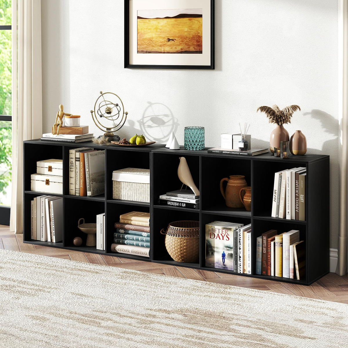 Black 6-Cube 3-Tier Bookcase S58054