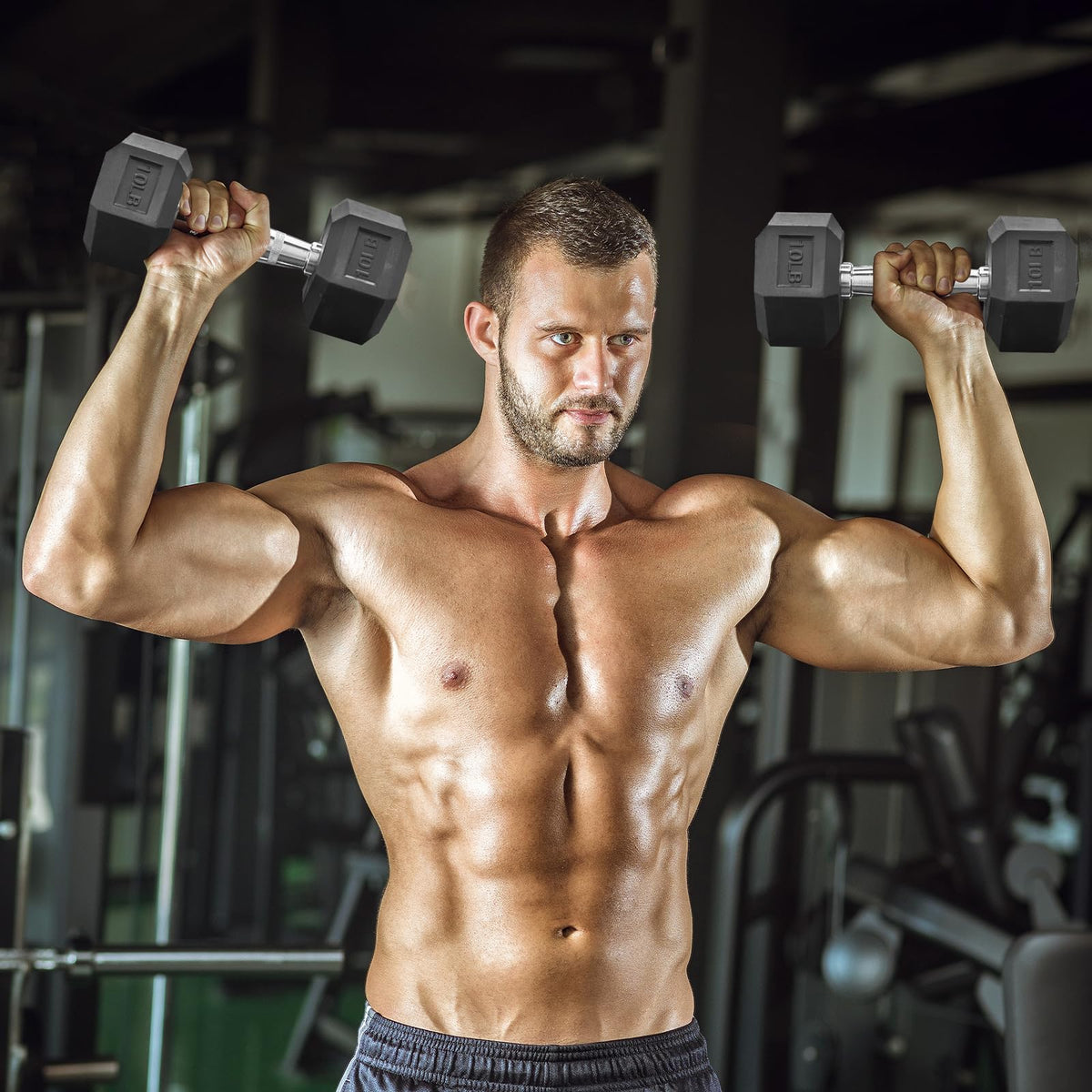 15 lb-550 lb Rubber Hex Dumbbell Set Q520273