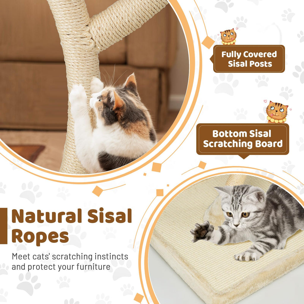 70 Inch Multi-Level Cat Tree with Perches and Scratching Posts B8978