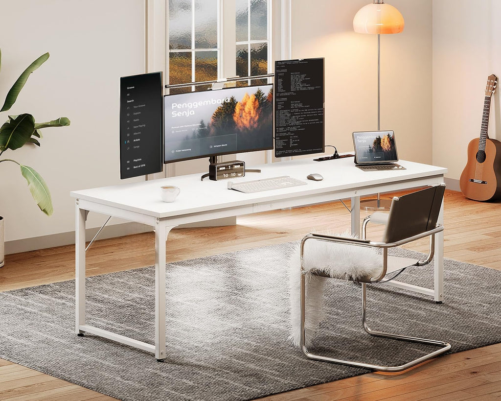71 Inch White Computer Desk with USB Ports V775746