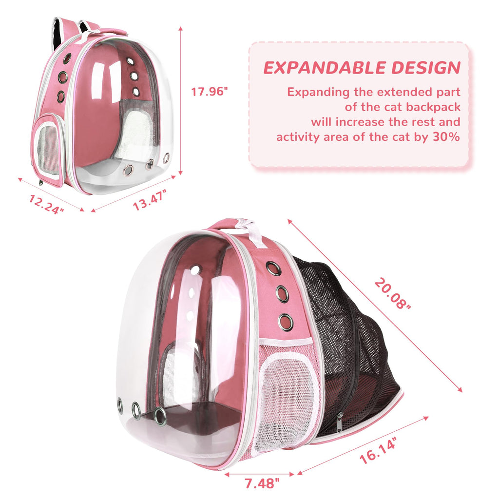 Expandable Pet Backpack Carrier for Under 15 lbs (Pink) Q2281