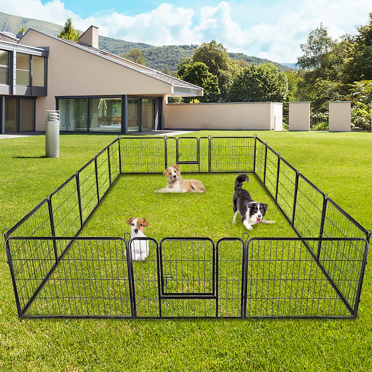 Heavy Duty Metal Fold Dog Playpen with Safety Door, 24 inch C3221