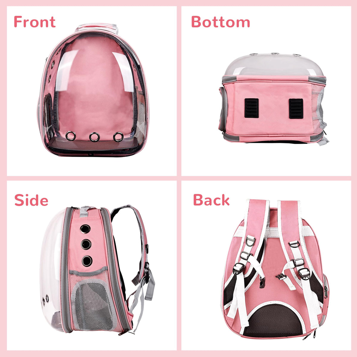 Expandable Pet Backpack Carrier for Under 15 lbs (Pink) Q2281