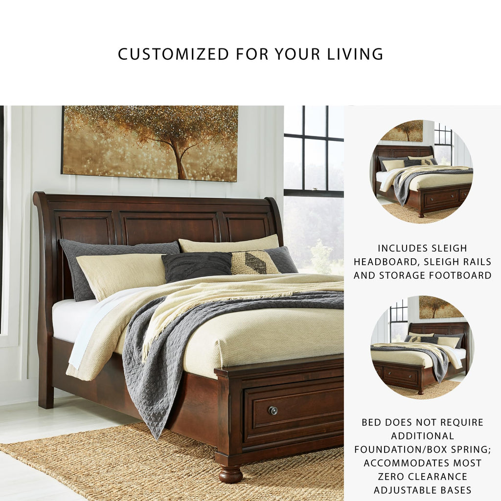 Cal King Sleigh Bed Frame with Storage H204
