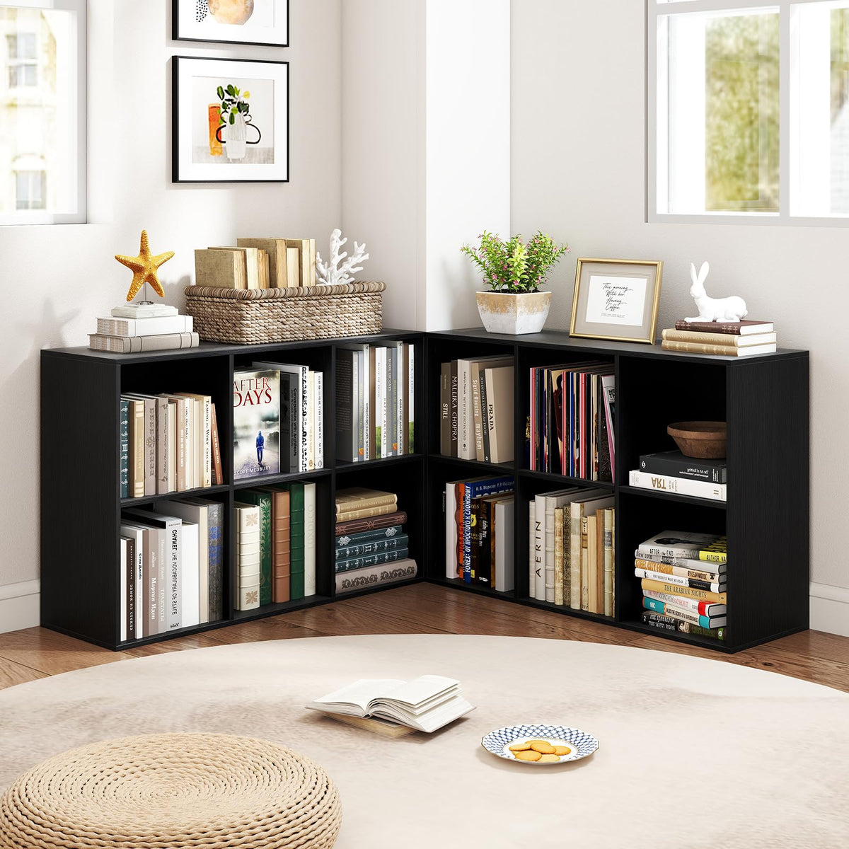 Black 6-Cube 3-Tier Bookcase S58054
