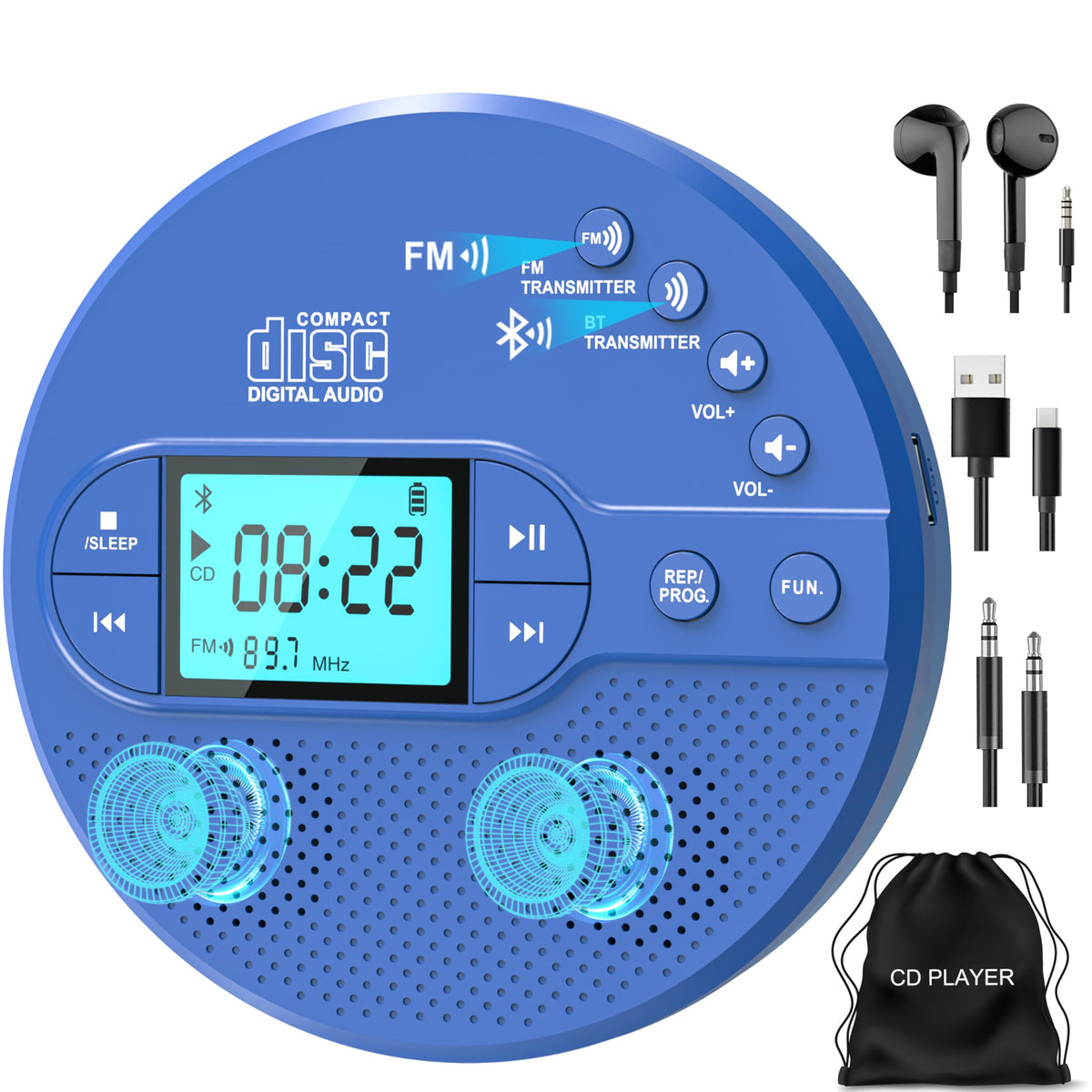 Portable CD Player with FM Transmitter & Speaker G84010