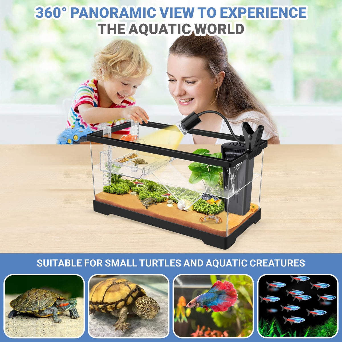Aquatic Turtle Tank with Lamp and Filter Kit Q9725