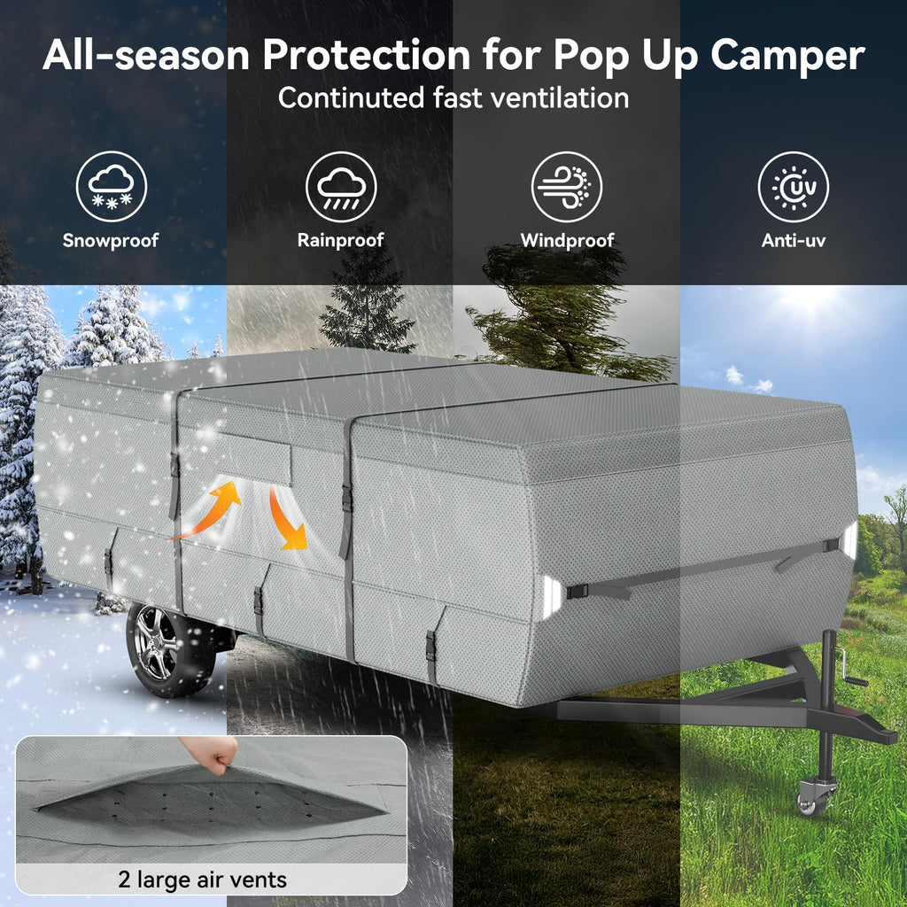 Waterproof Pop Up Camper Tent Trailer Cover 10'-12' A5814