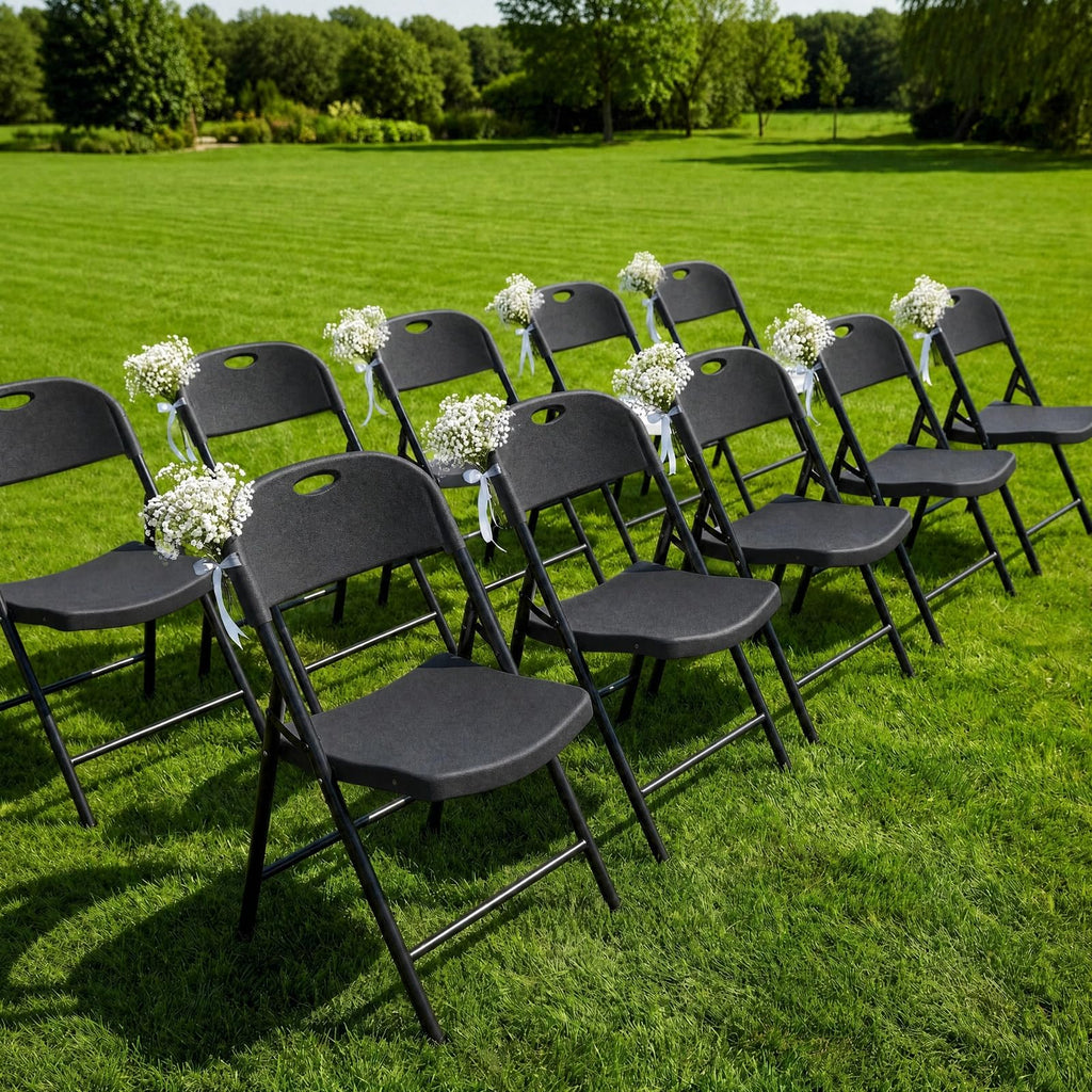 Black Plastic Folding Chair with Steel Frame M839