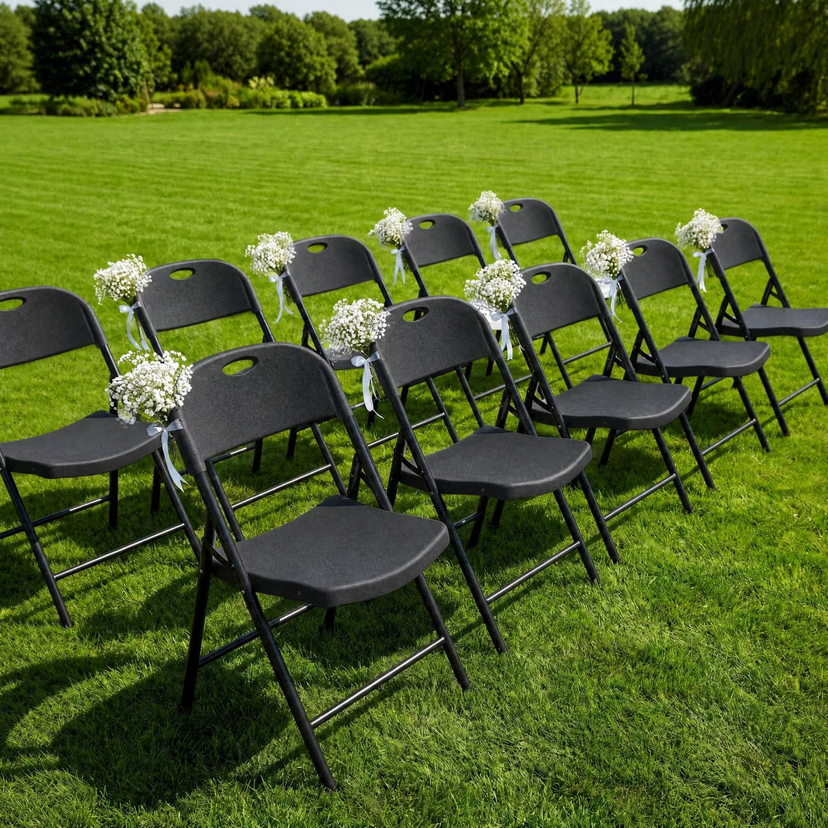 Black Plastic Folding Chair with Steel Frame M839
