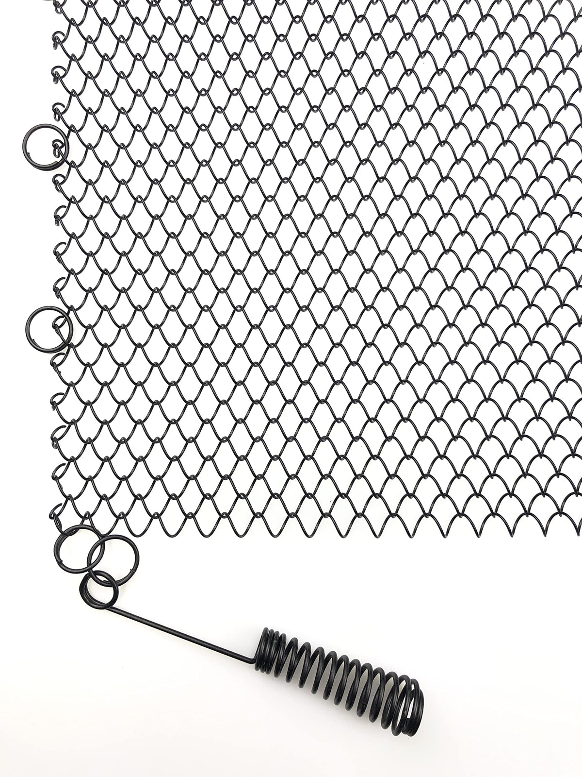 Black Fireplace Mesh Screen Curtain, Two Panels D6256