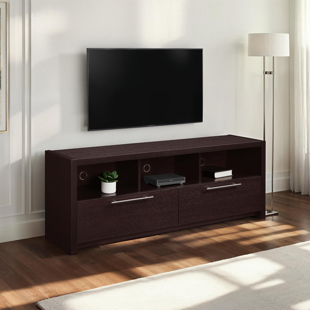 Espresso TV Stand with Storage Cabinets & Shelves K57147