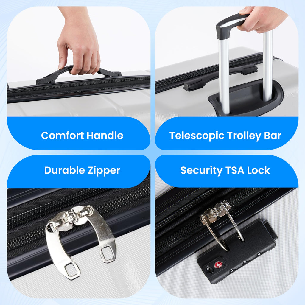 20 Inch White Hardside Carry On Luggage Y734005