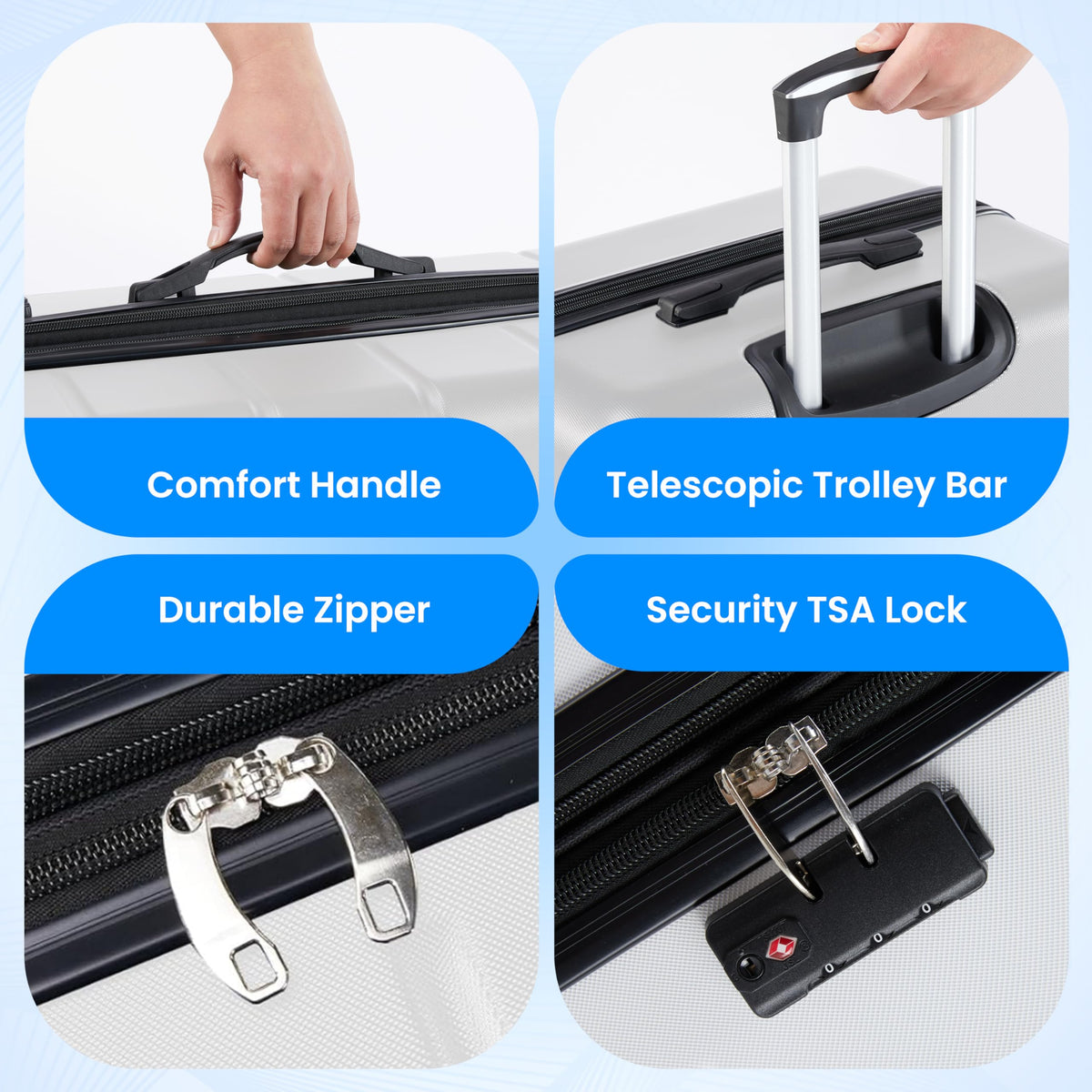 20 Inch White Hardside Carry On Luggage Y734005