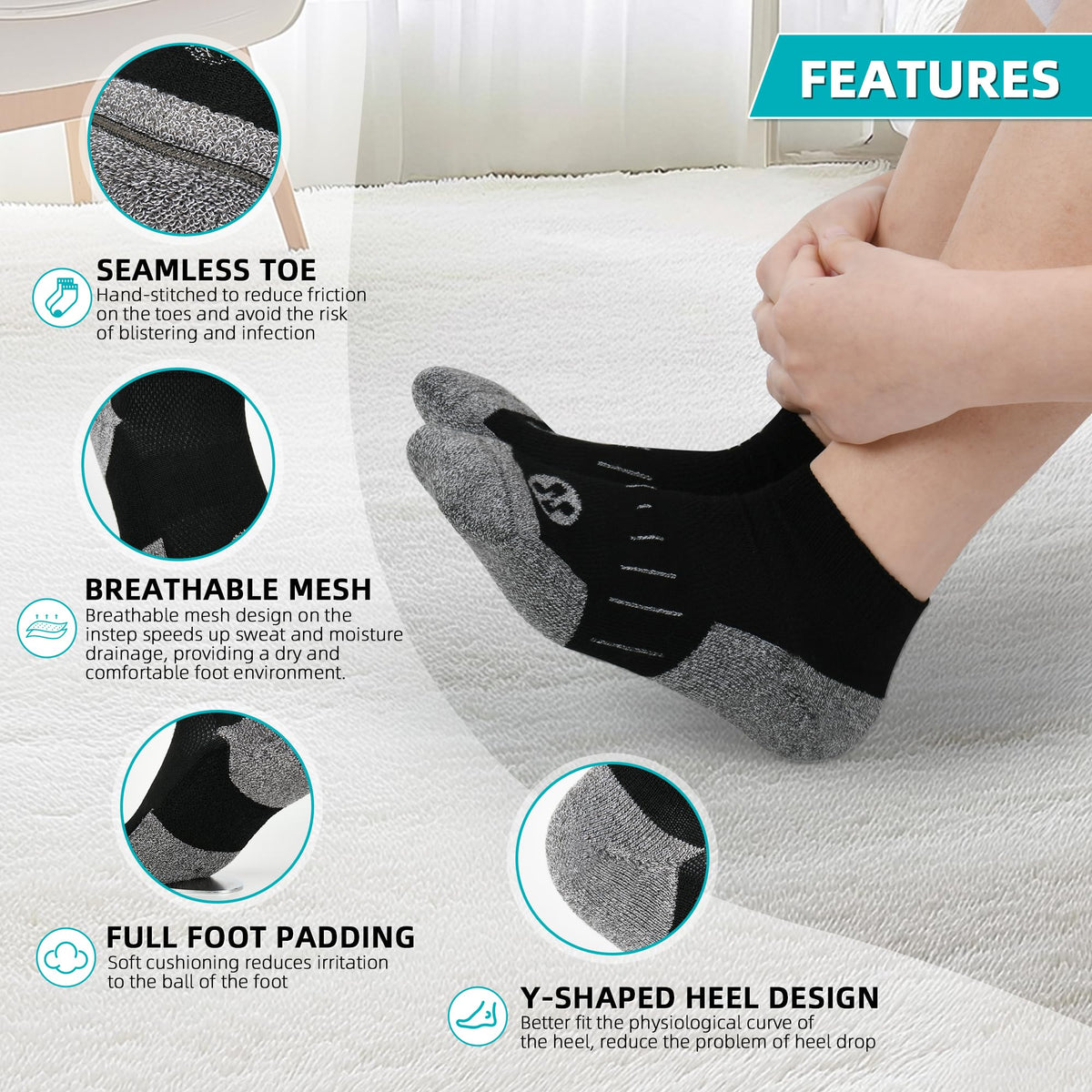 6 Pairs Ankle & 4 Pairs Low Cut Diabetic Socks V58148