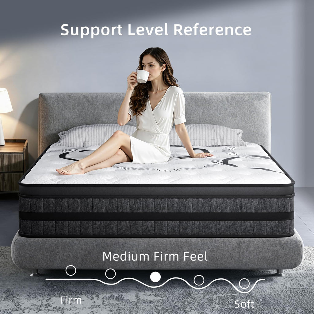 Full Size 12 Inch Medium Firm Hybrid Spring Mattress R144
