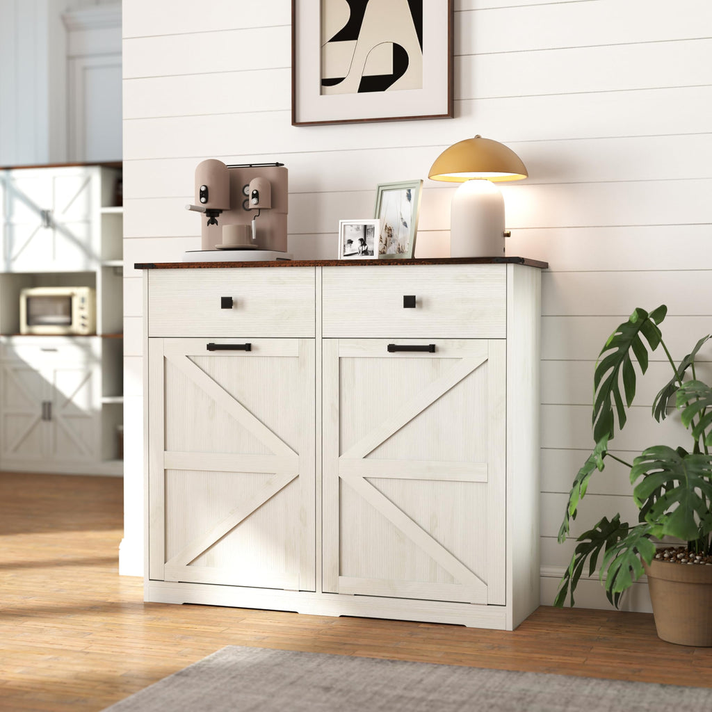 20 Gallon Double Tilt Out Kitchen Trash Can with Hideaway Drawer U8456