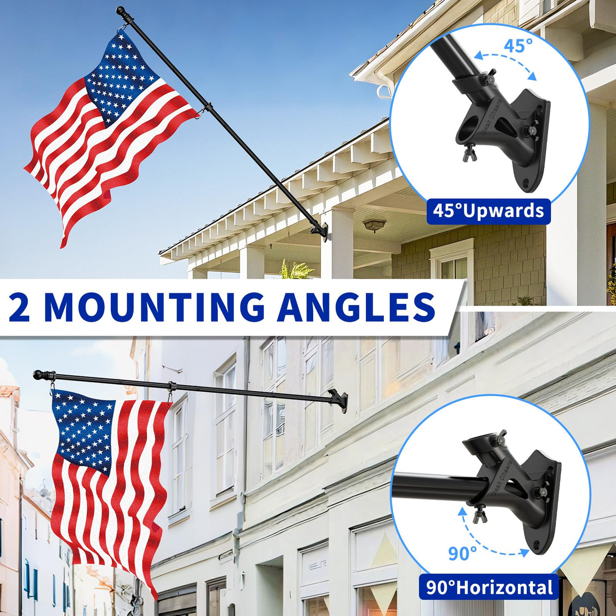 Heavy Duty Stainless Steel Flag Pole Holder 2 Positions K7394