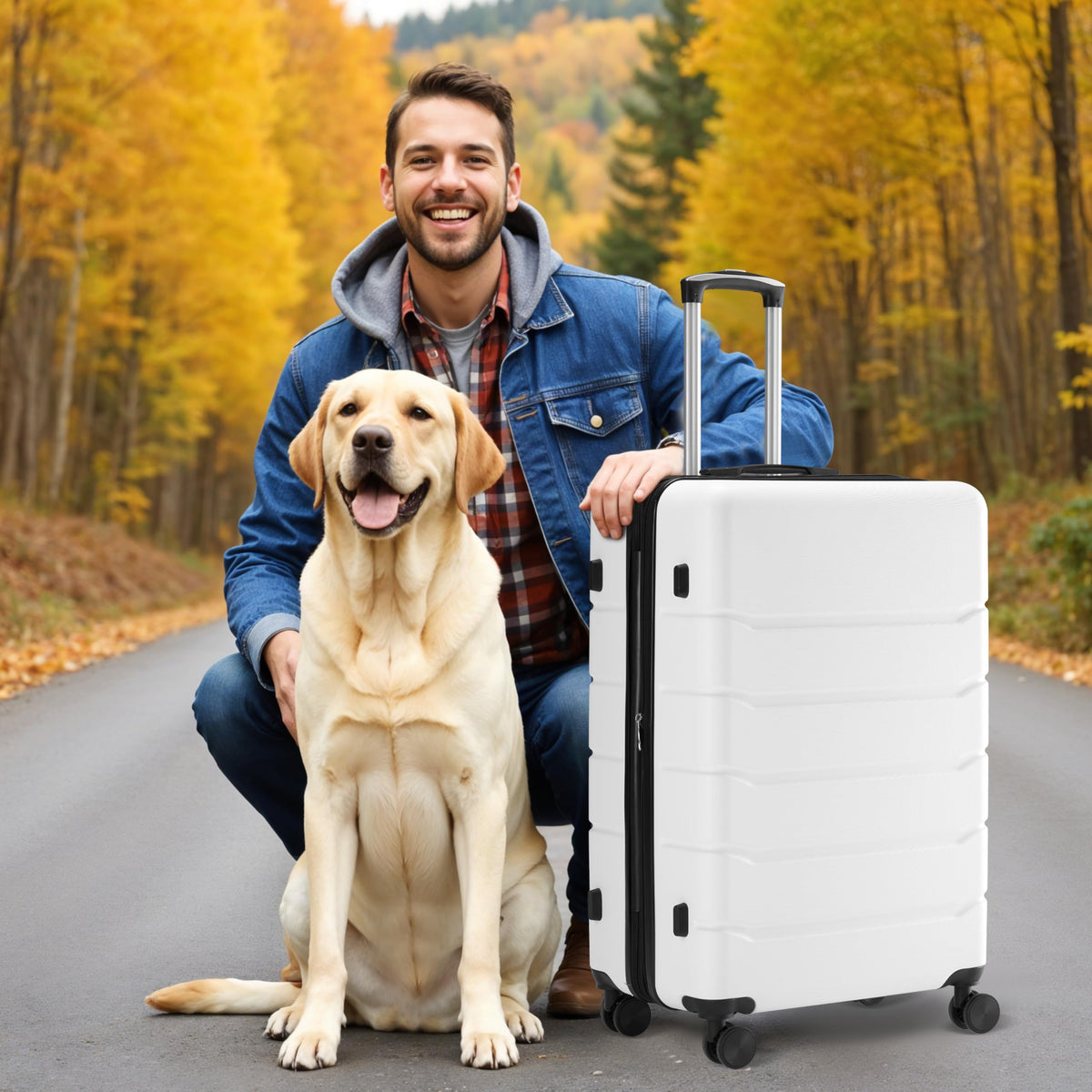 20 Inch White Hardside Carry On Luggage Y734005