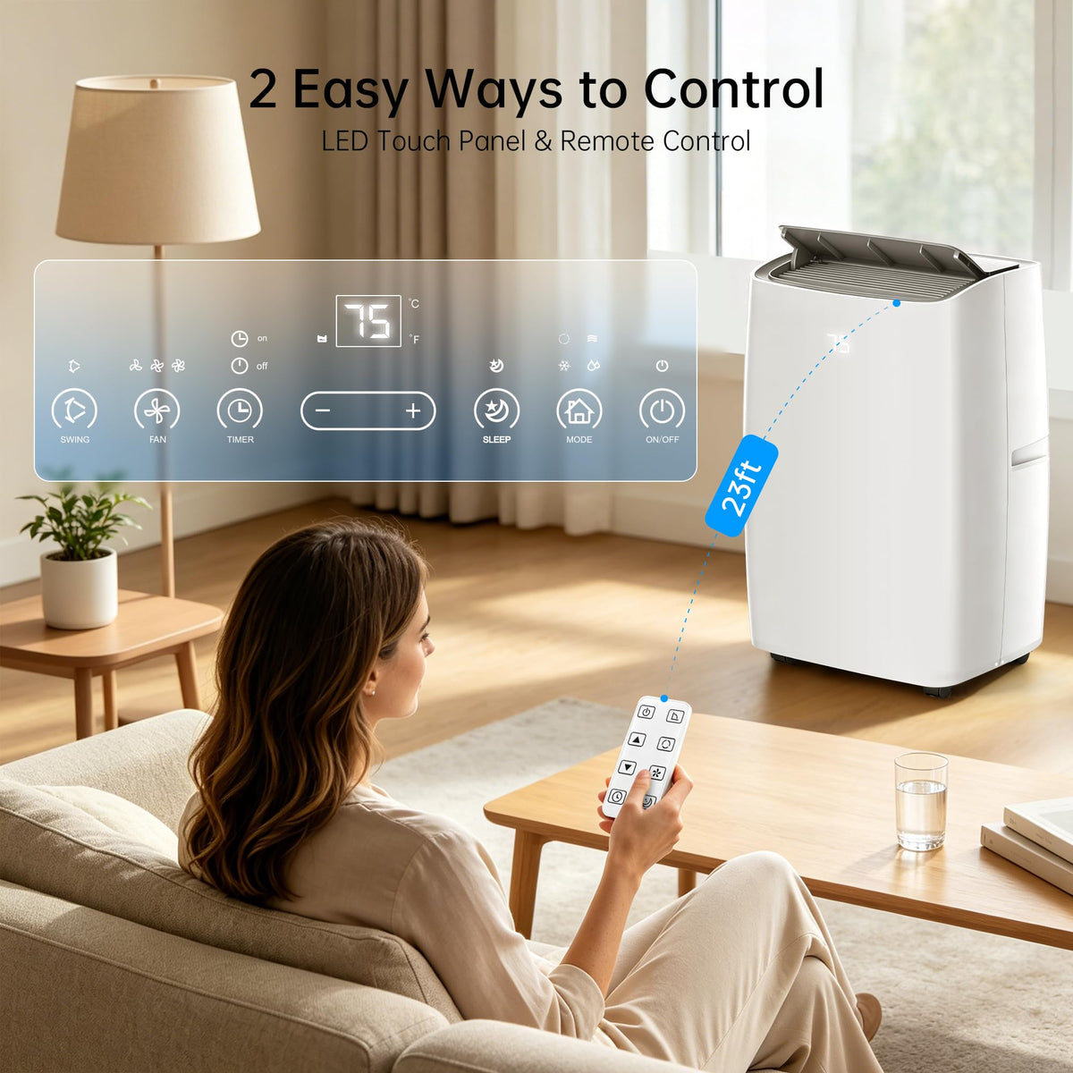 14000 BTU 5-in-1 Portable Air Conditioner with Remote Control and Window Kit W18602
