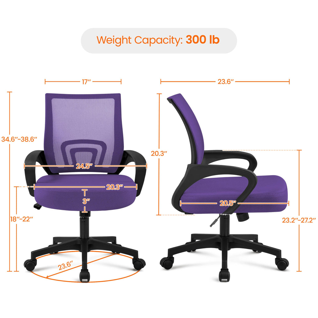 Purple Adjustable Swivel Mesh Office Chair J495448