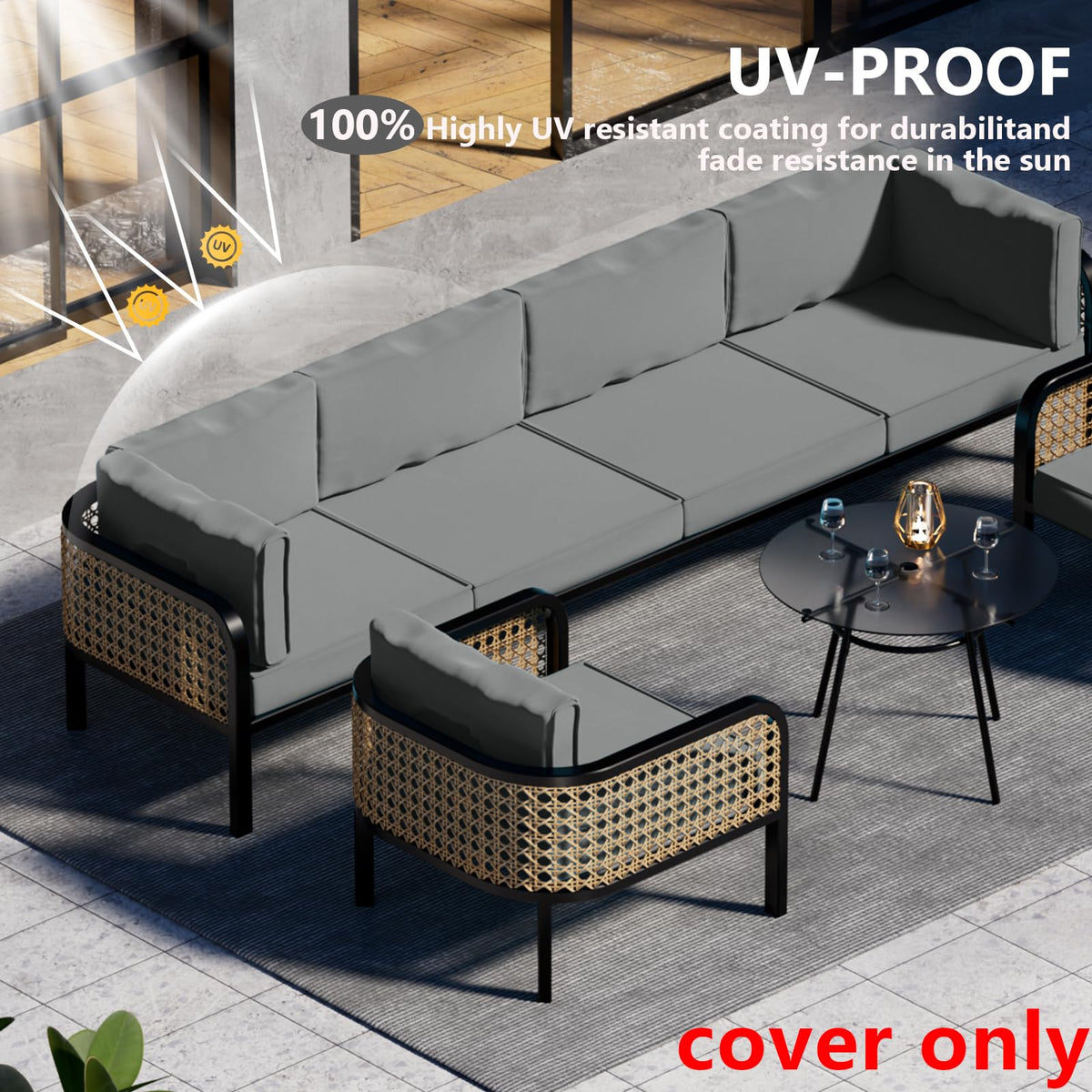 14 Piece Outdoor Waterproof Cushion Covers with Zipper W444400