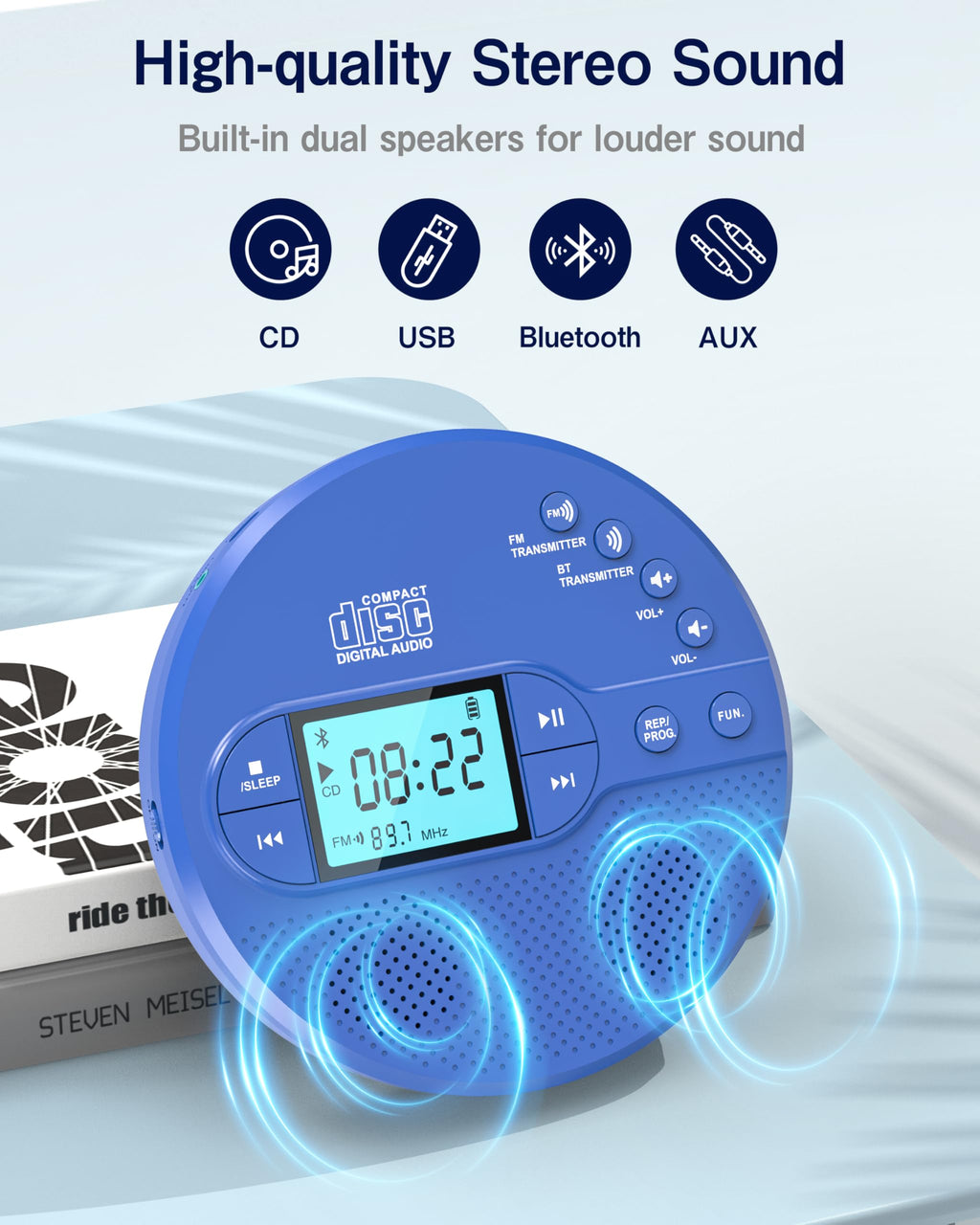 Portable CD Player with FM Transmitter & Speaker G84010