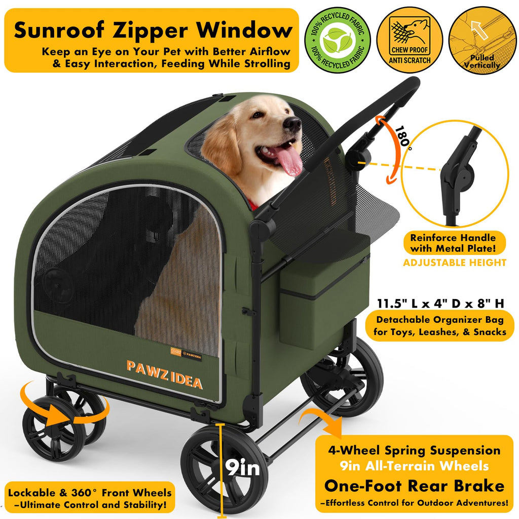 3-in-1 Large Dog Stroller with Detachable Carrier X3084