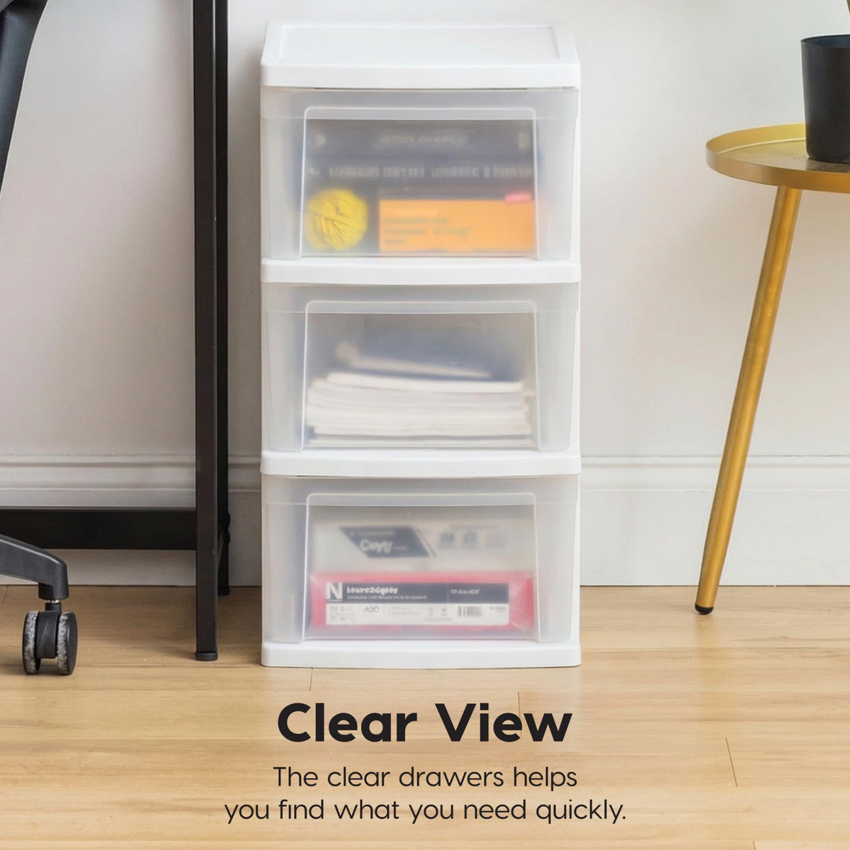 3 Drawer Slim Narrow Storage Organizer 2-Pack White Clear X479527