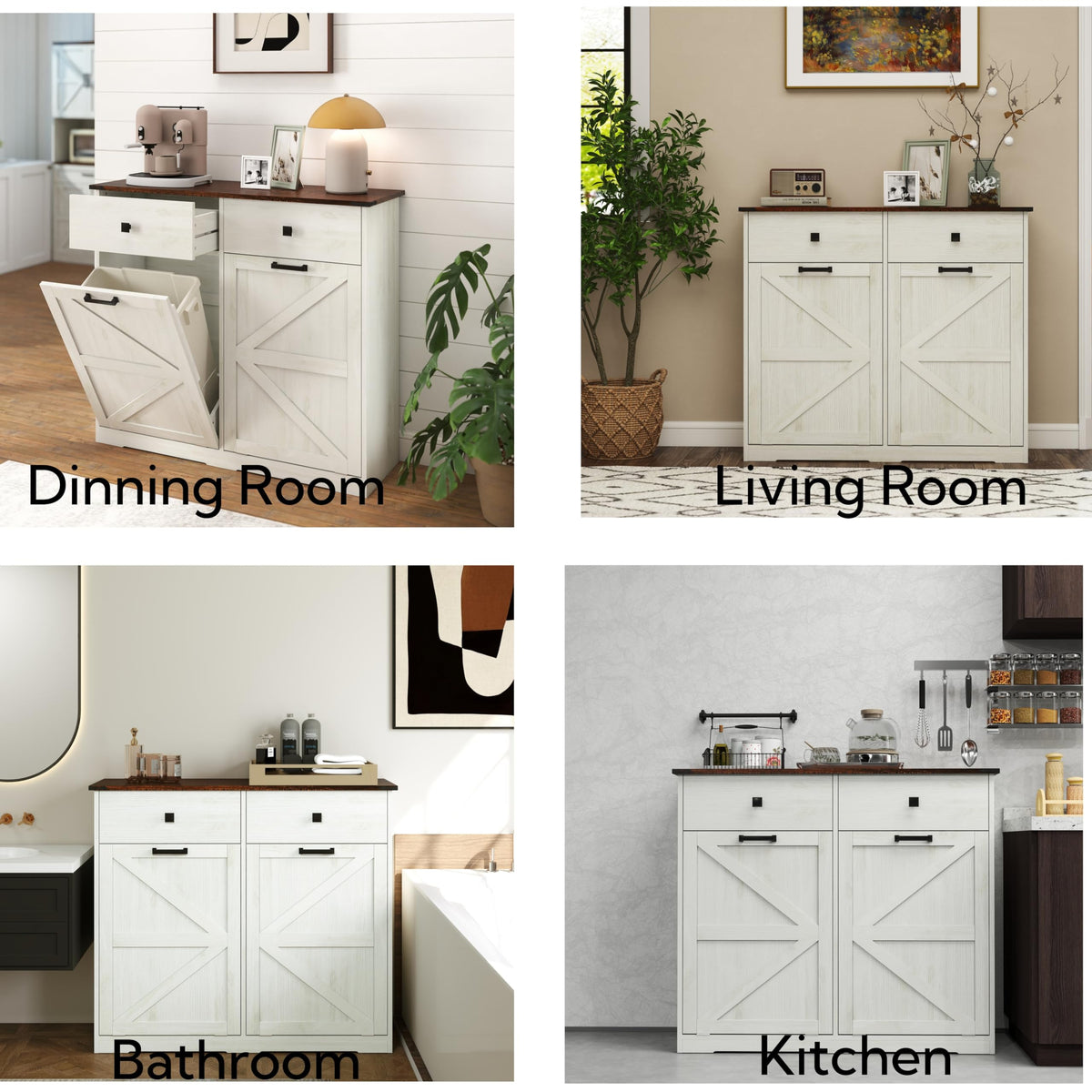 20 Gallon Double Tilt Out Kitchen Trash Can with Hideaway Drawer U8456