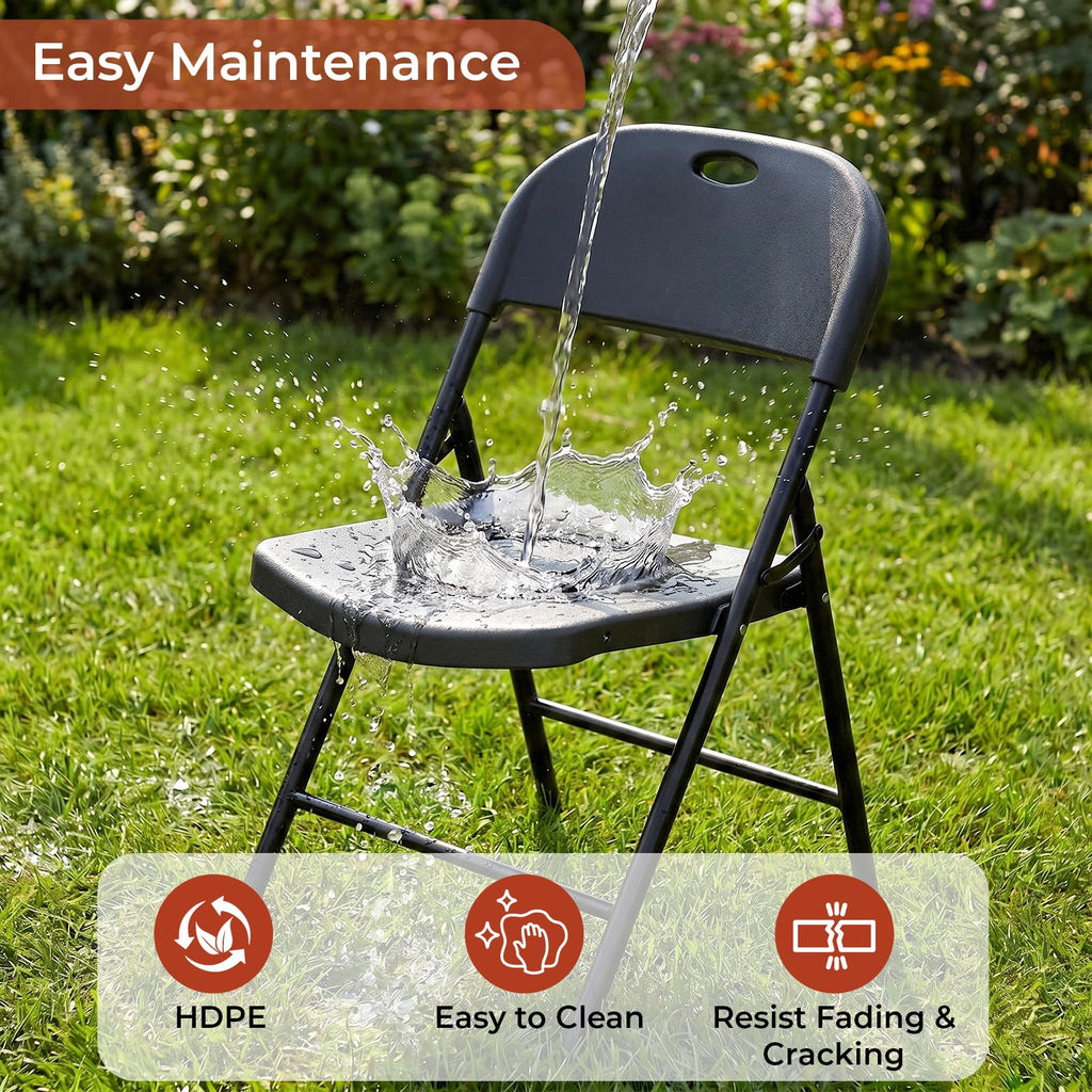 Black Plastic Folding Chair with Steel Frame M839