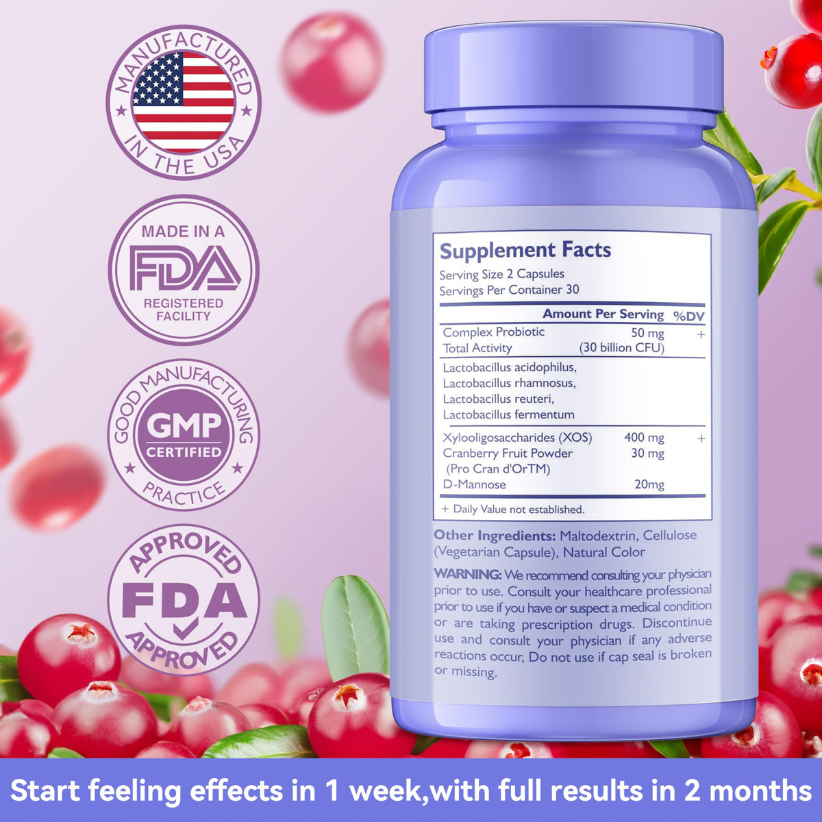 Probiotics for Women with Prebiotics & Lactobacillus Blend 30 Billion CFU, 60 Capsules E69757