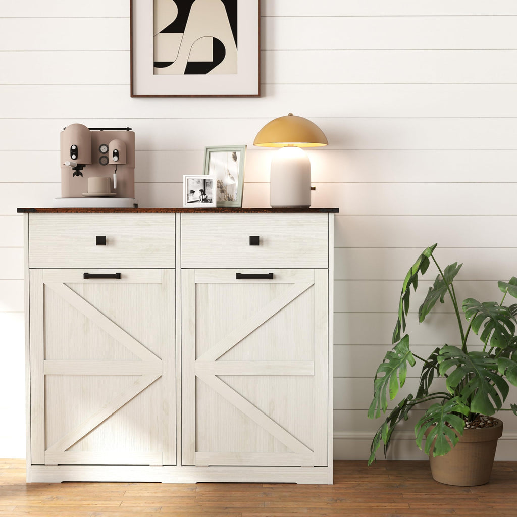 20 Gallon Double Tilt Out Kitchen Trash Can with Hideaway Drawer U8456