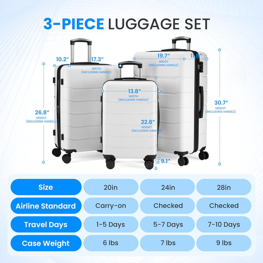 20 Inch White Hardside Carry On Luggage Y734005