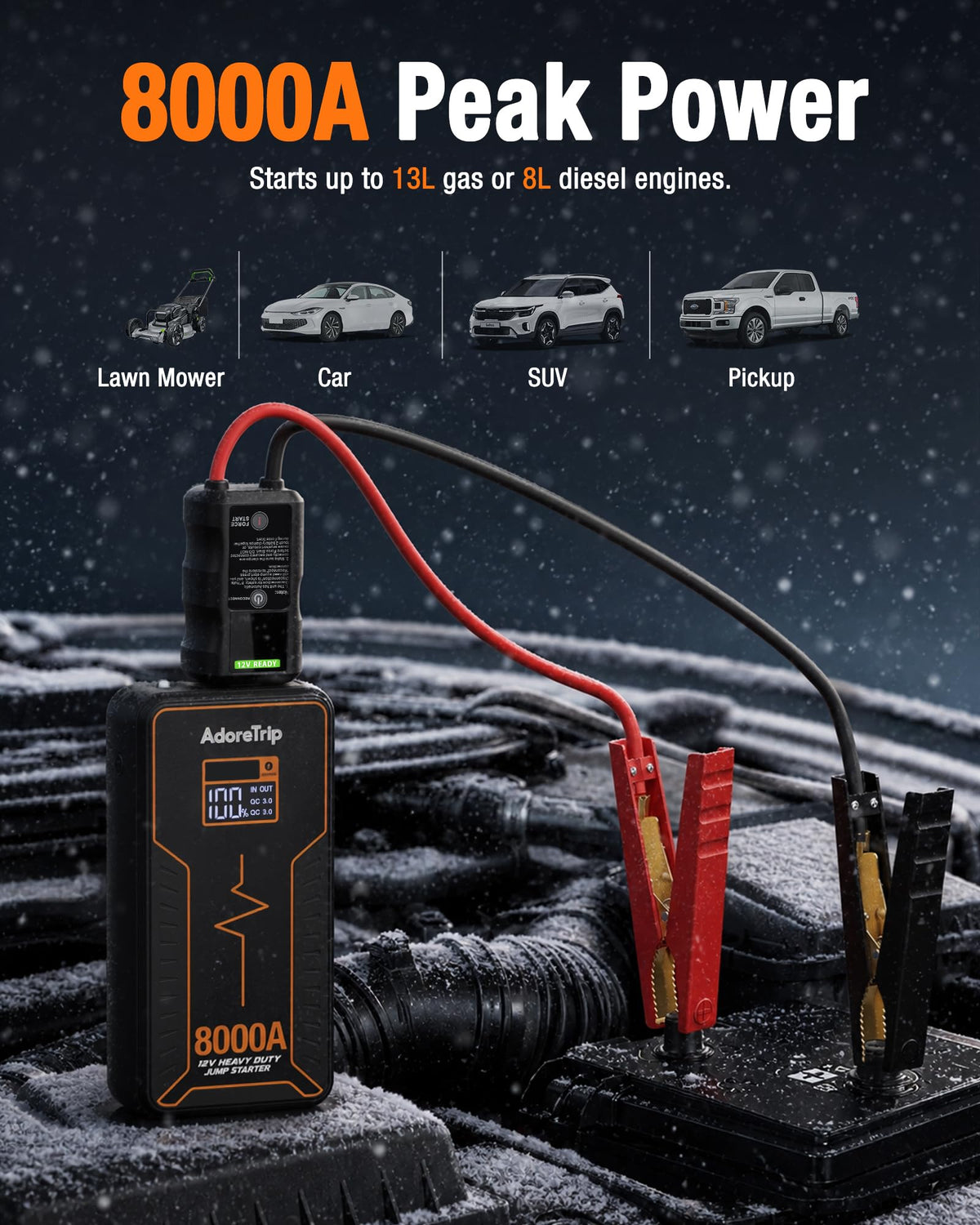 Portable 12v Car Jumper Starter D9844