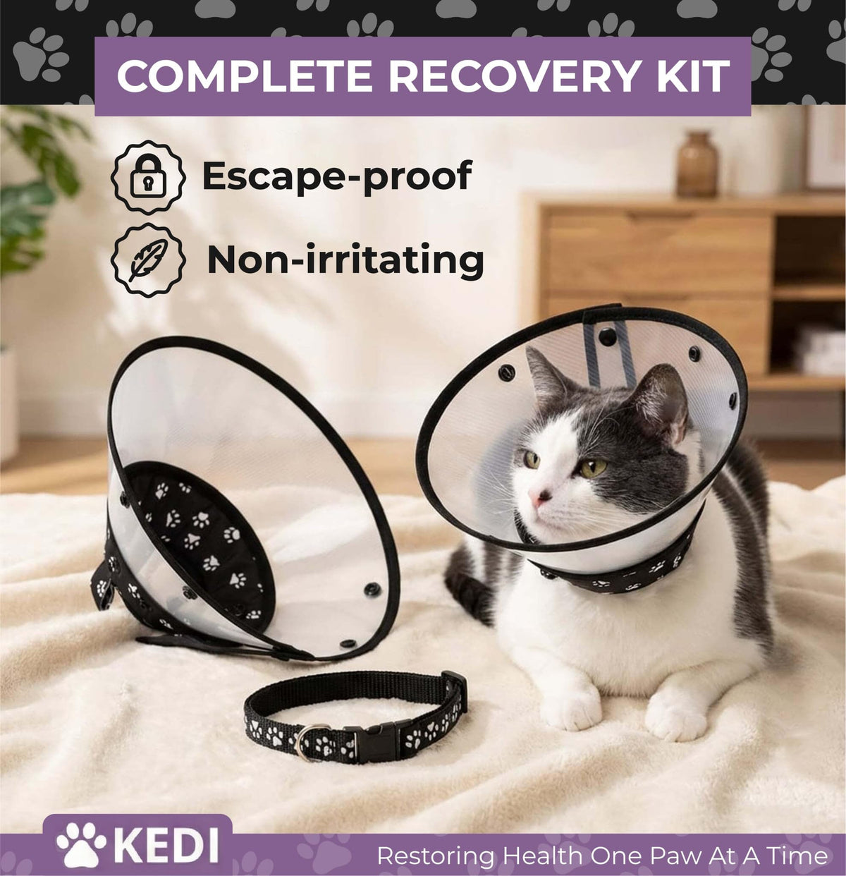 Black Medium Cat Cone Collar E124964