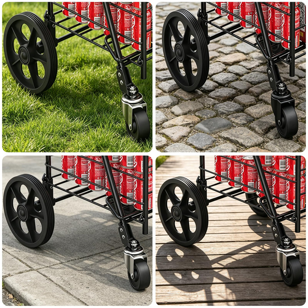 Grocery Shopping Cart with Swivel Wheels, Collapsible Utility Cart O5934