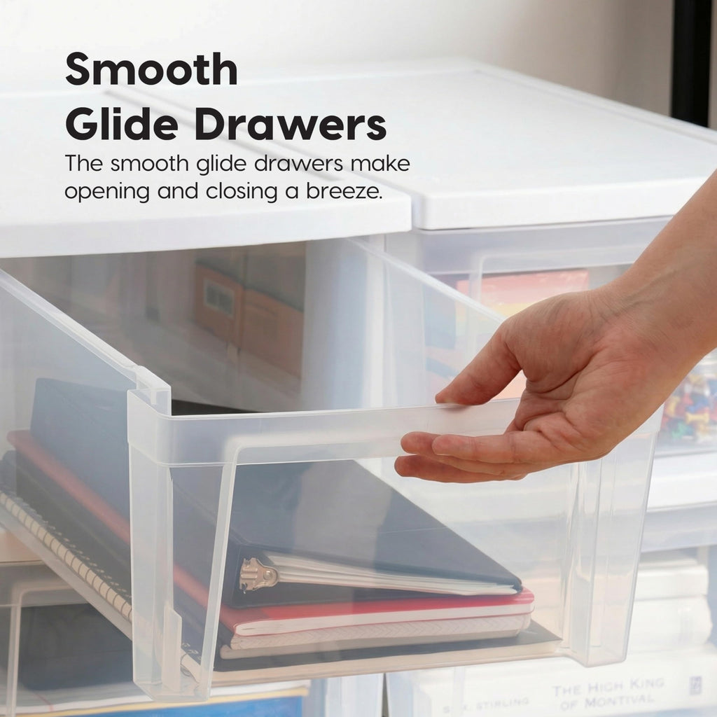 3 Drawer Slim Narrow Storage Organizer 2-Pack White Clear X479527