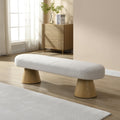 Beige Boucle Oval Dining Bench F3626