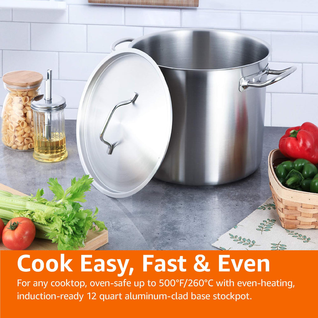 12 Quarts Stainless Steel Stock Pot with Cover P6233