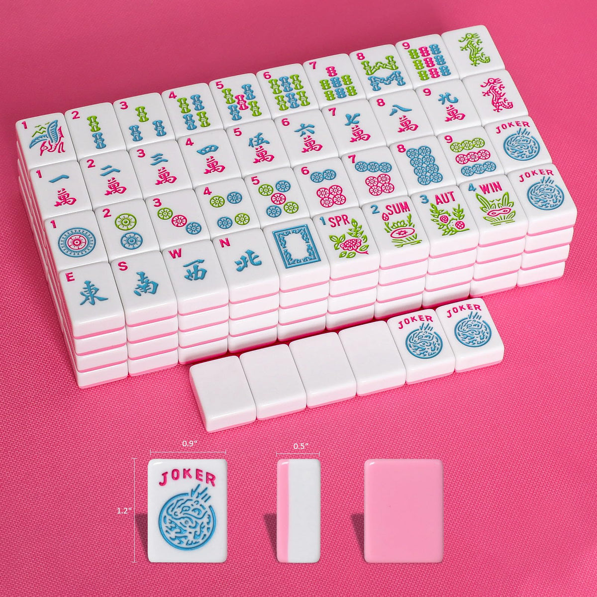 American Mahjong Tile Set, 166 Mahjong Game Set with Pink Color K355807