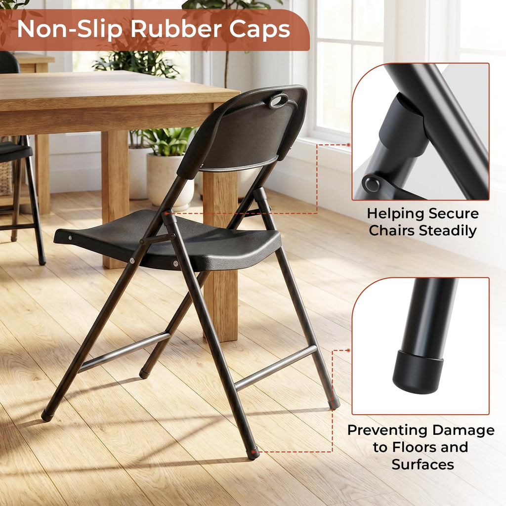 Black Plastic Folding Chair with Steel Frame M839