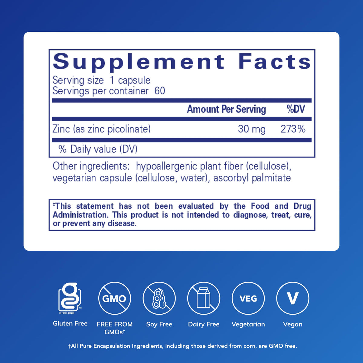 Zinc 30 mg, 60 Capsules Z5697