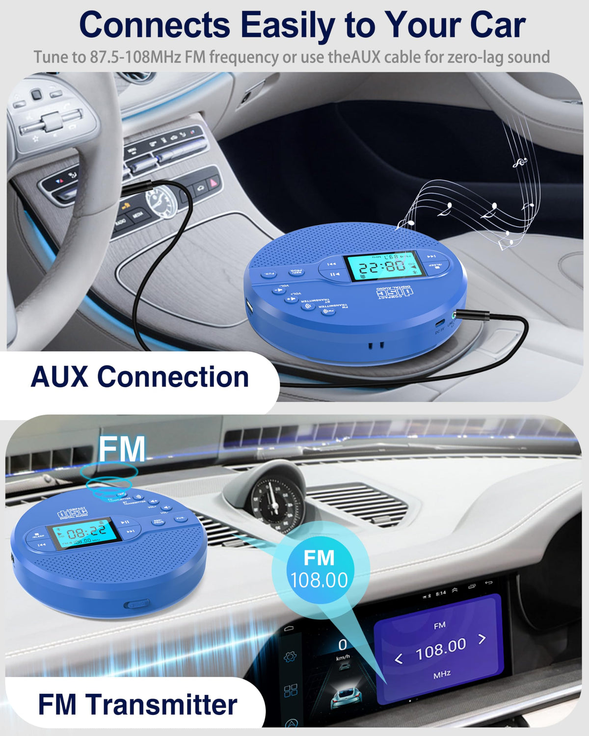 Portable CD Player with FM Transmitter & Speaker G84010