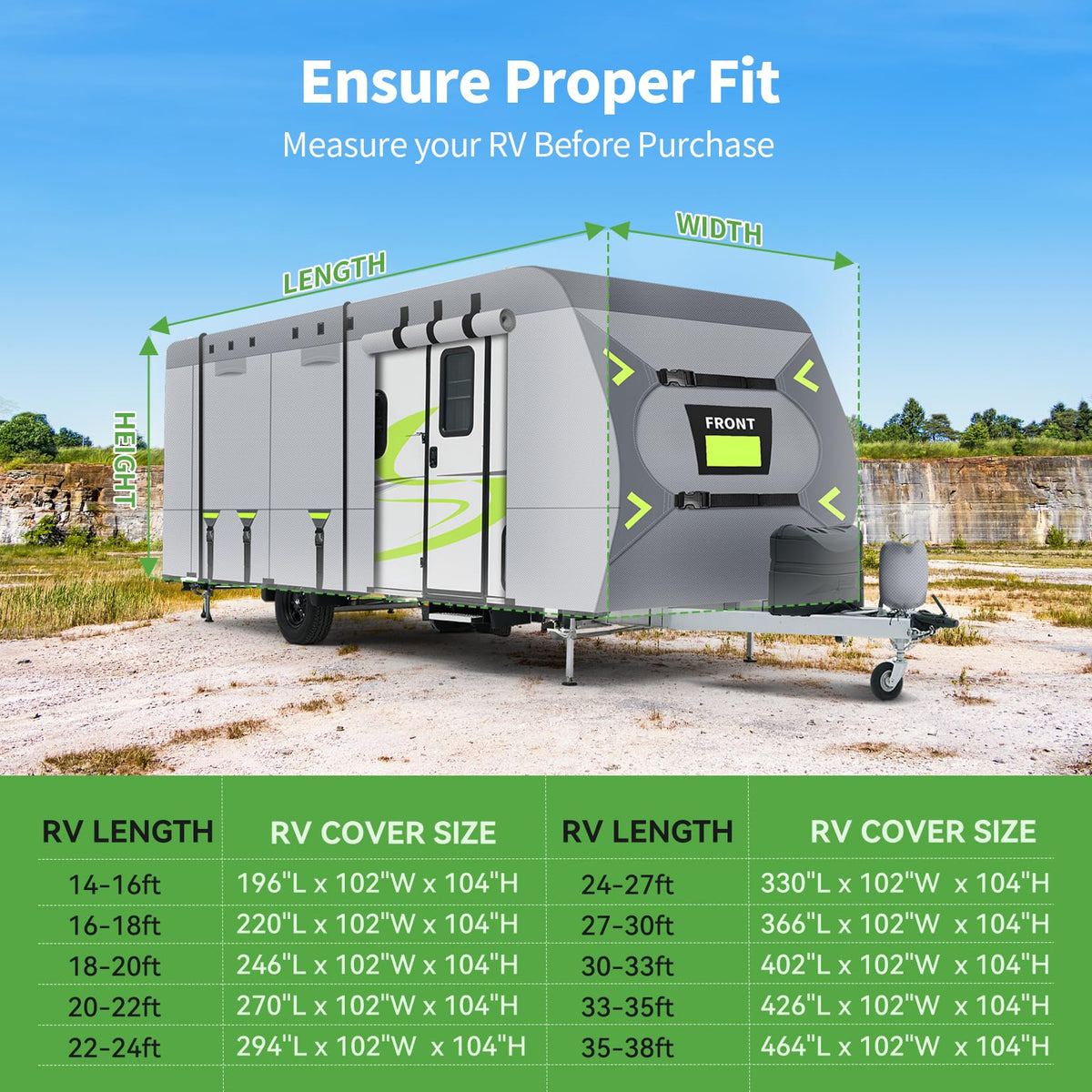 Heavy Duty 9 Layers RV Cover 14-16ft V817
