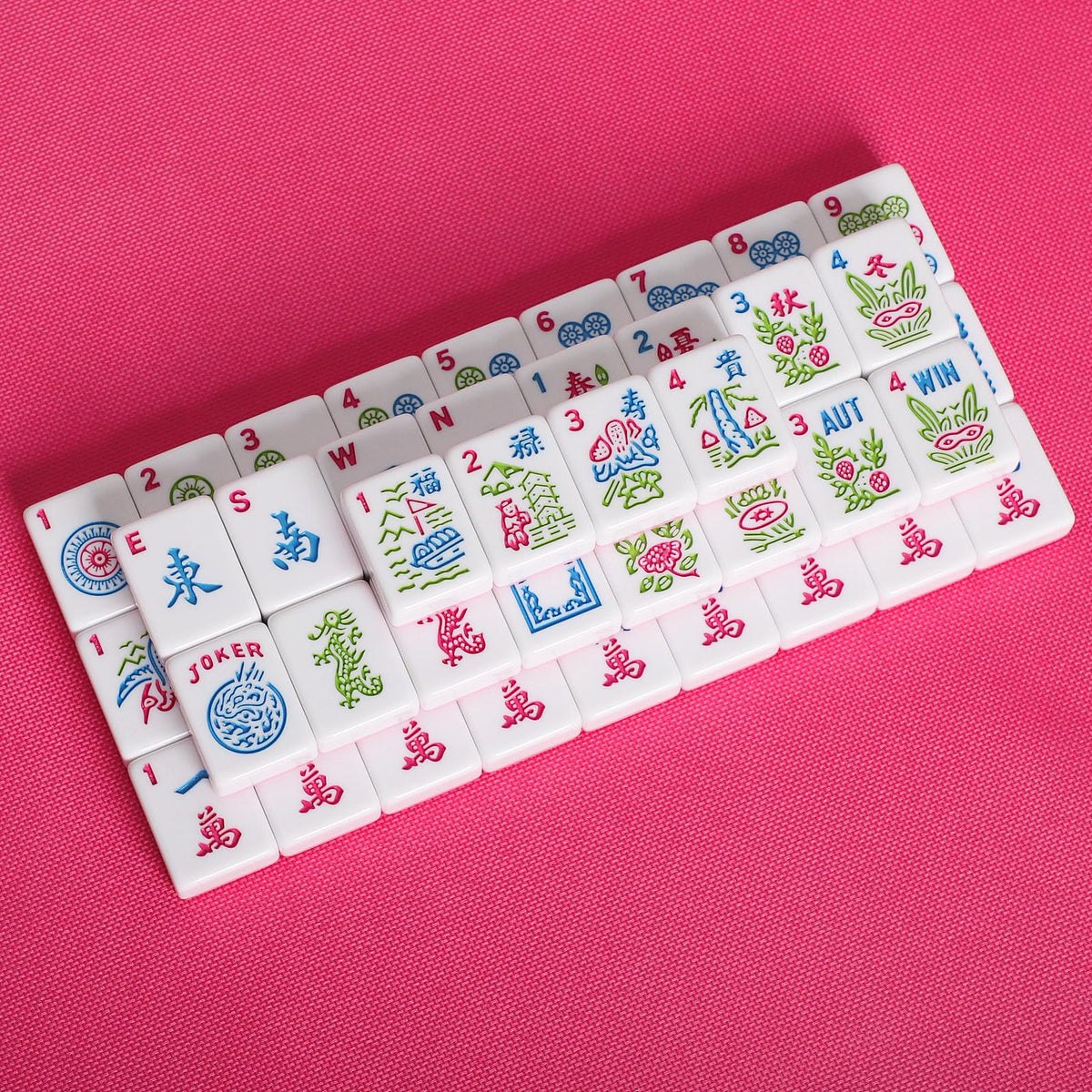 American Mahjong Tile Set, 166 Mahjong Game Set with Pink Color K355807