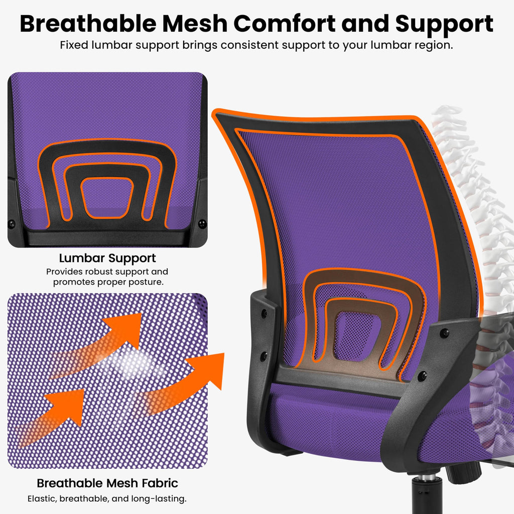 Purple Adjustable Swivel Mesh Office Chair J495448