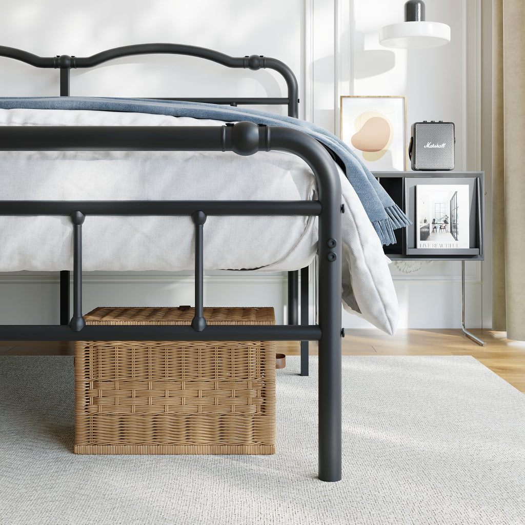 Queen Size 18 Inches Metal Bed Frame with Headboard Z409955