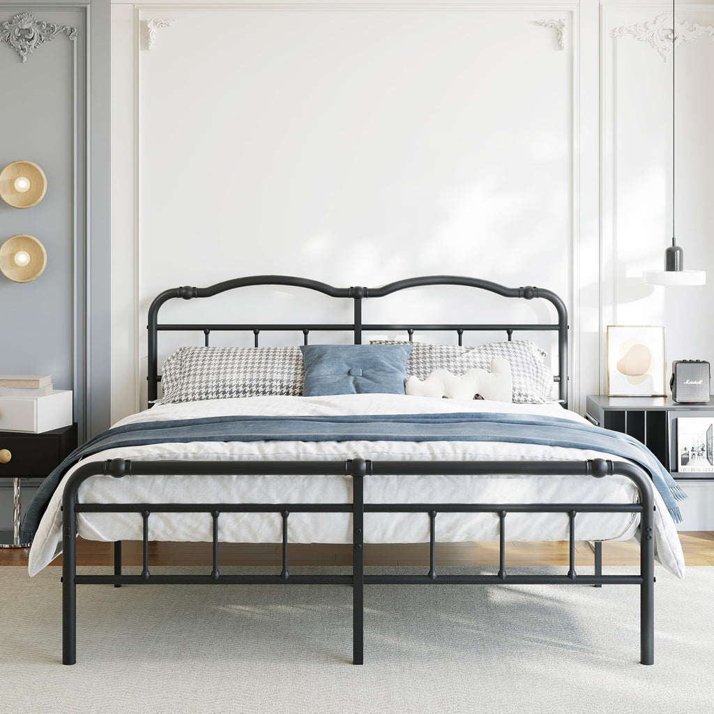 Queen Size 18 Inches Metal Bed Frame with Headboard Z409955