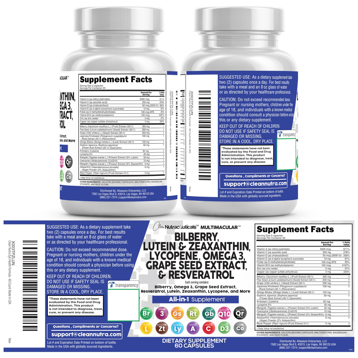 Eye Vitamins with Bilberry Lutein Zeaxanthin Supplement N984
